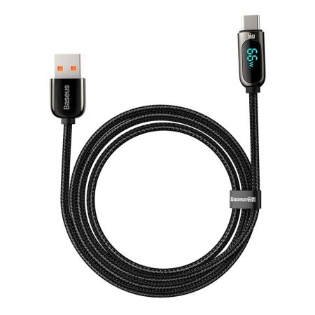 Кабель USB BASEUS Display Fast Charging, USB - Type-C, 66W, 1 м, черный - 1