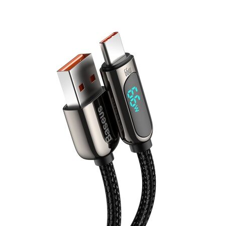 Кабель USB BASEUS Display Fast Charging, USB - Type-C, 66W, 1 м, черный - 3