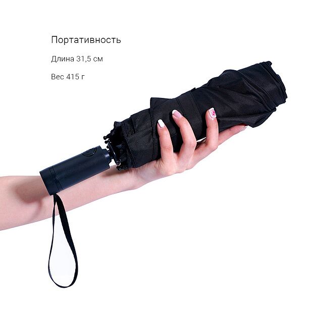 Зонт KongGu Auto Folding Umbrella WD1 (Black/Черный) - 8