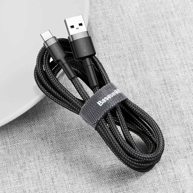 Кабель Baseus Cafule Cable USB For Type-C 3A 1M CATKLF-BG1 (Grey/Серый) - 2