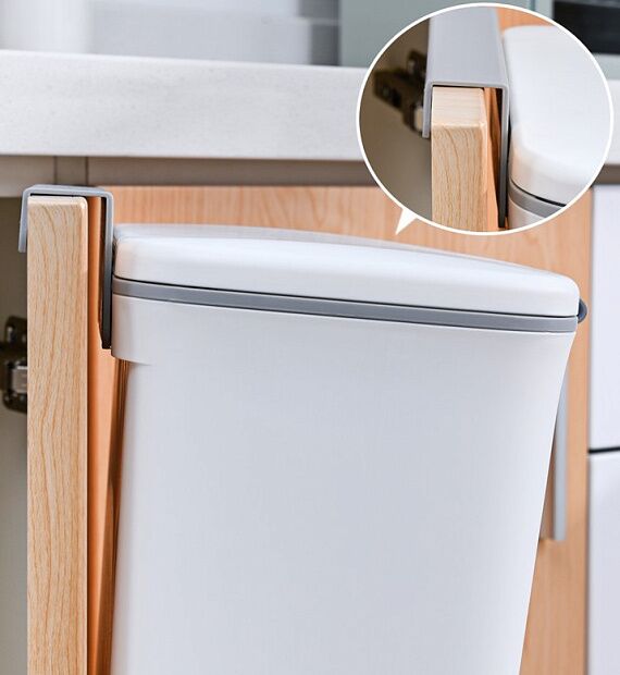 Подвесное мусорное ведро для кухни Six Percent Slider Wall-Mounted Trash Bucket 9L (White) - 6